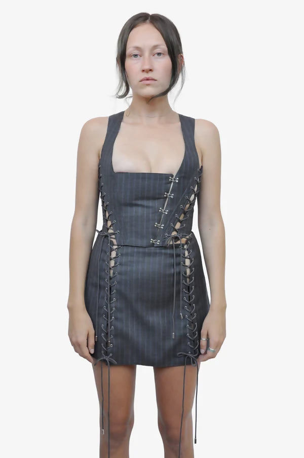 Wool Flanelle Laced Mini Skirt