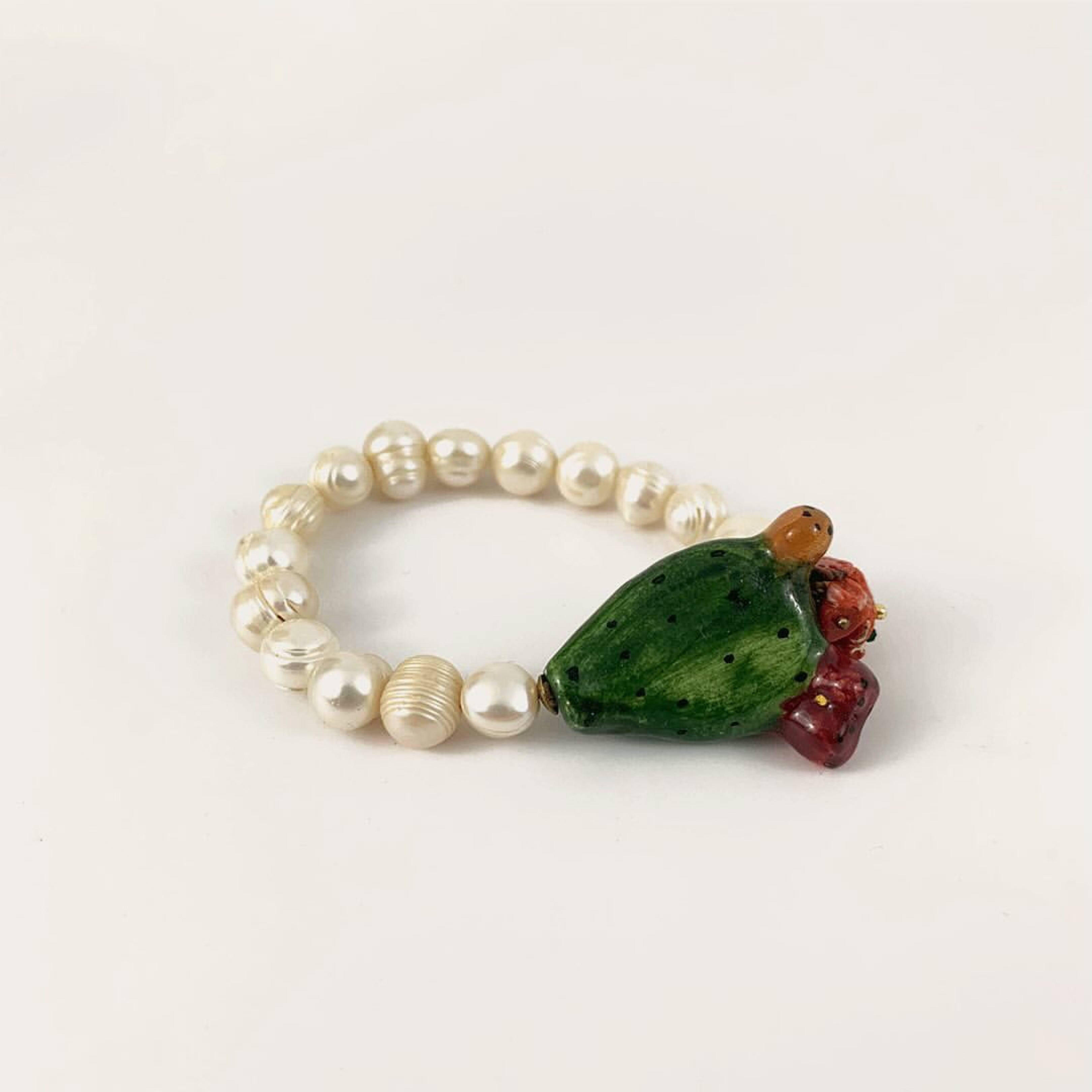 Ceramic and Pearl Cactus Bracelet