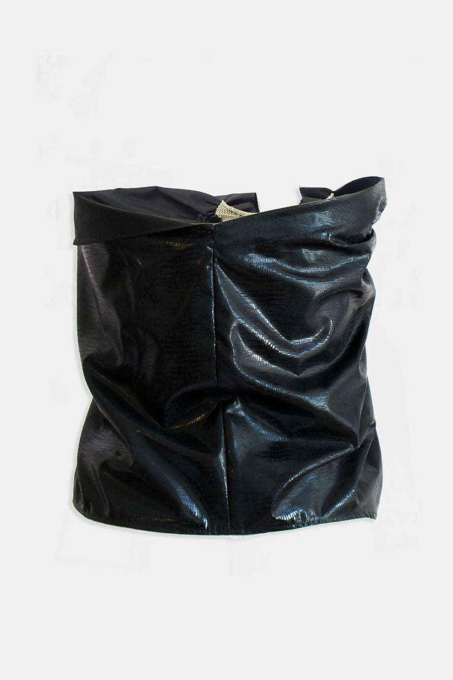 frill top shiny black back - shadows