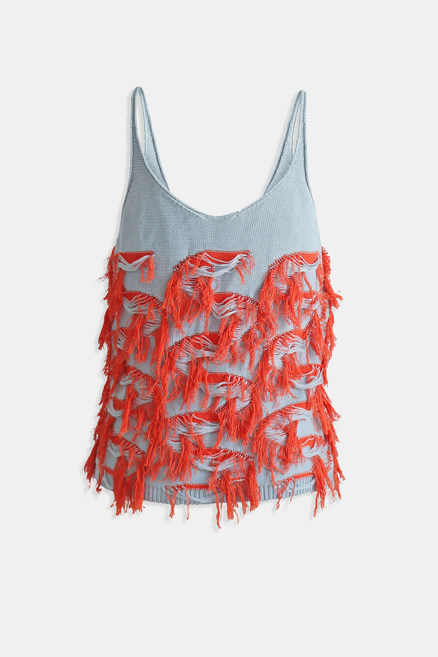 fringe top red back - shadows