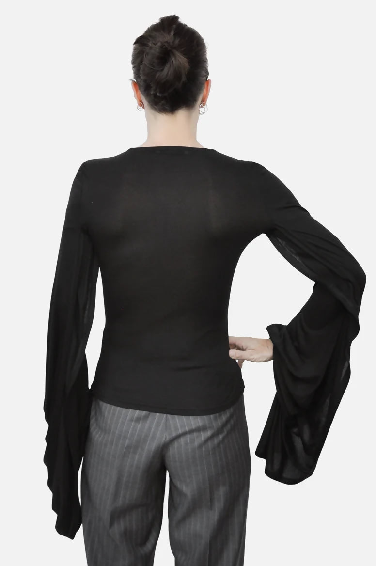 Flight-Sleeve Draped Top