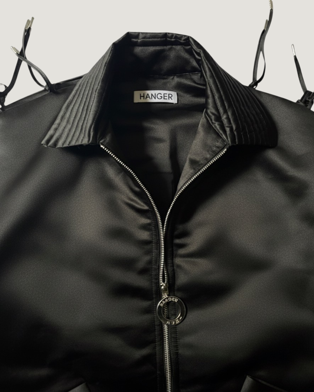 HANGER Black Satin Sleeve Knots Vest