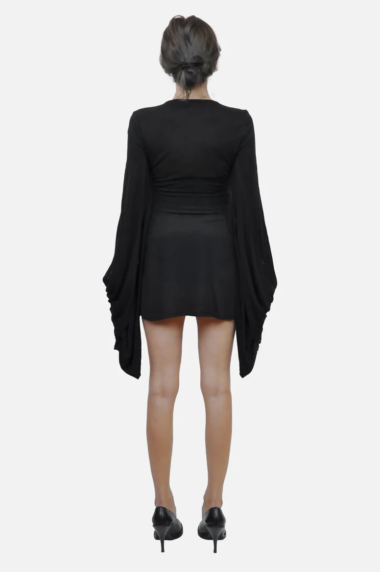 Flight Sleeve Draped Mini Dress