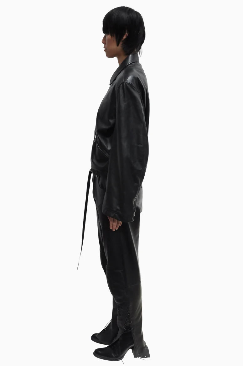 Belted Strap Lambskin Bomber