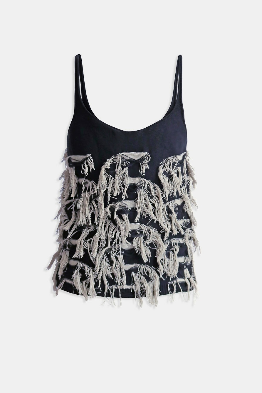 fringe top black back - shadows