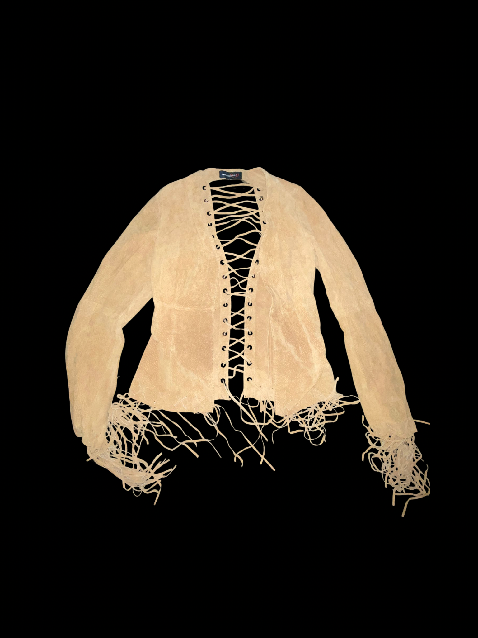 Vintage Brown Leather with Fringe and Laced Back Jacket