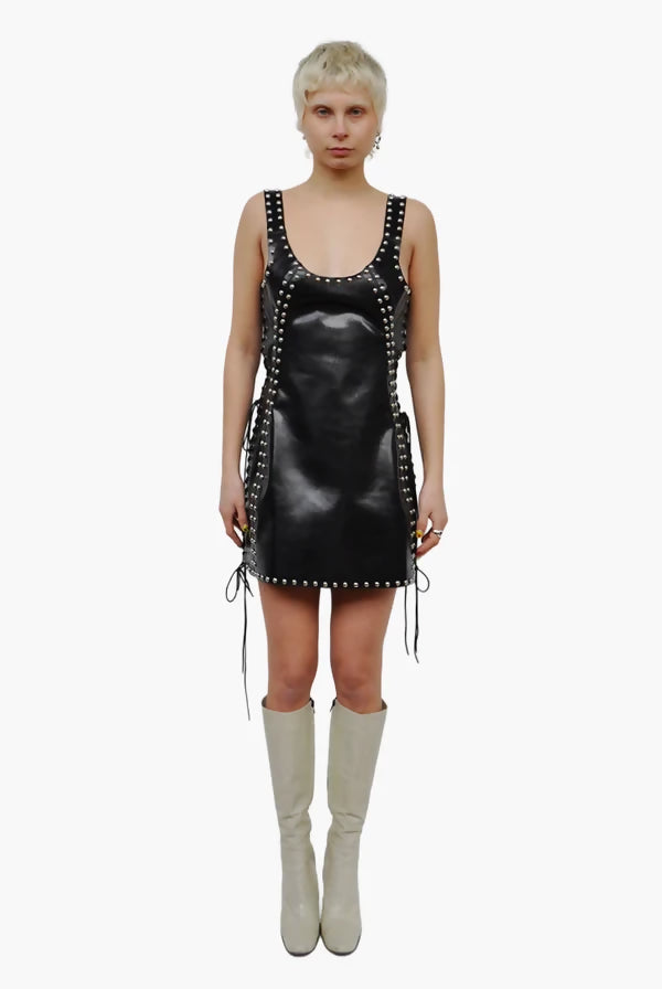 Patent Leather Studded Mini Dress