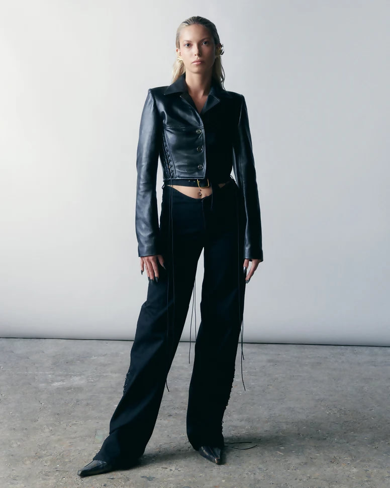 Short Leather Corset Jacket