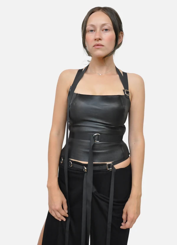 Strapped Leather Tank Top