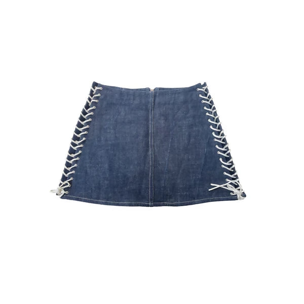 Denim Side Laced Mini Skirt