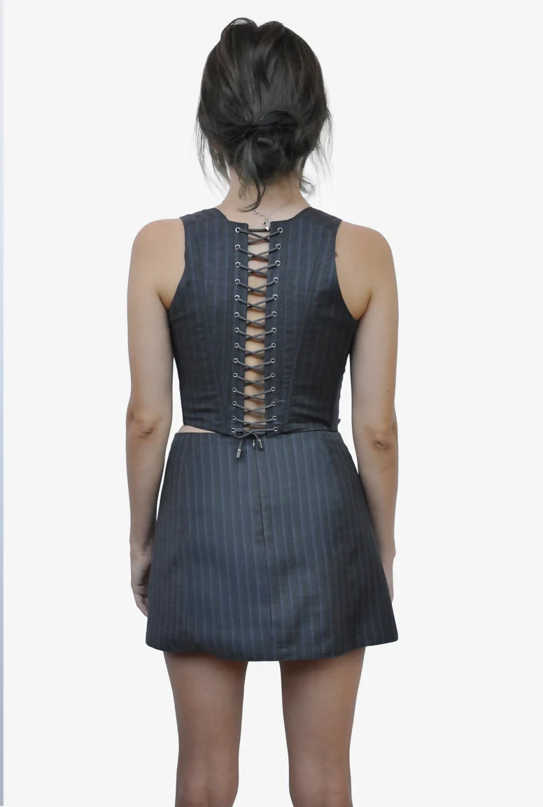 Wool Flanelle Laced Mini Skirt