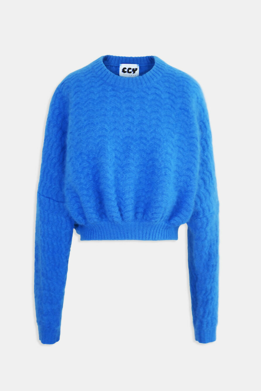 mohair sweater blue front - shadow