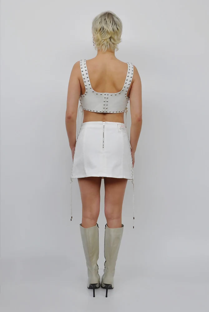 Denim Side Laced Mini Skirt