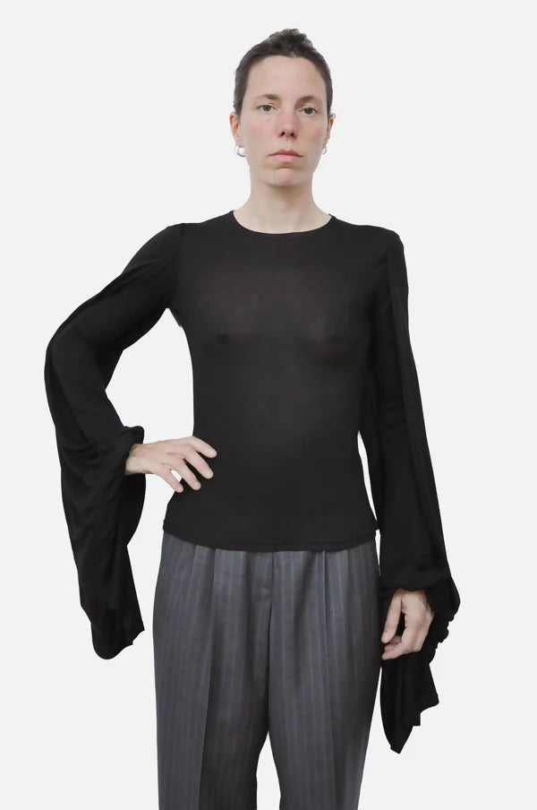 Flight-Sleeve Draped Top