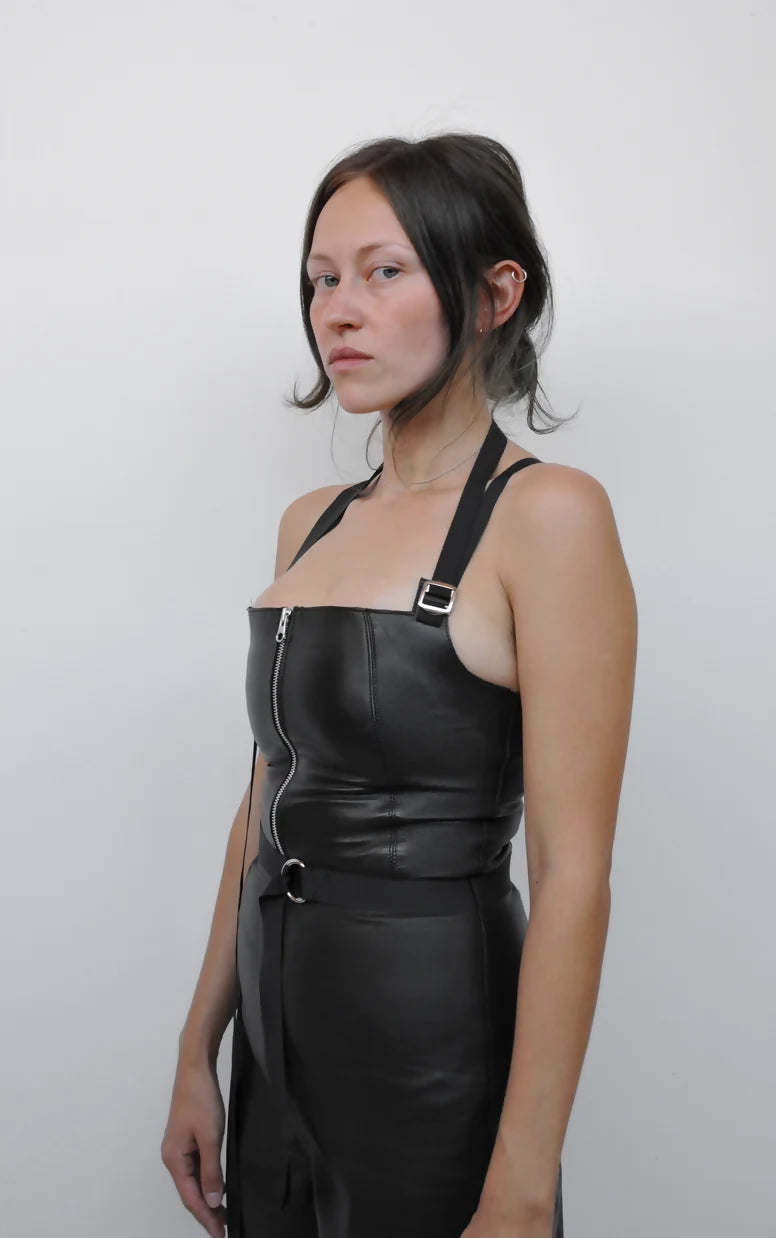 Strapped Leather Salopette