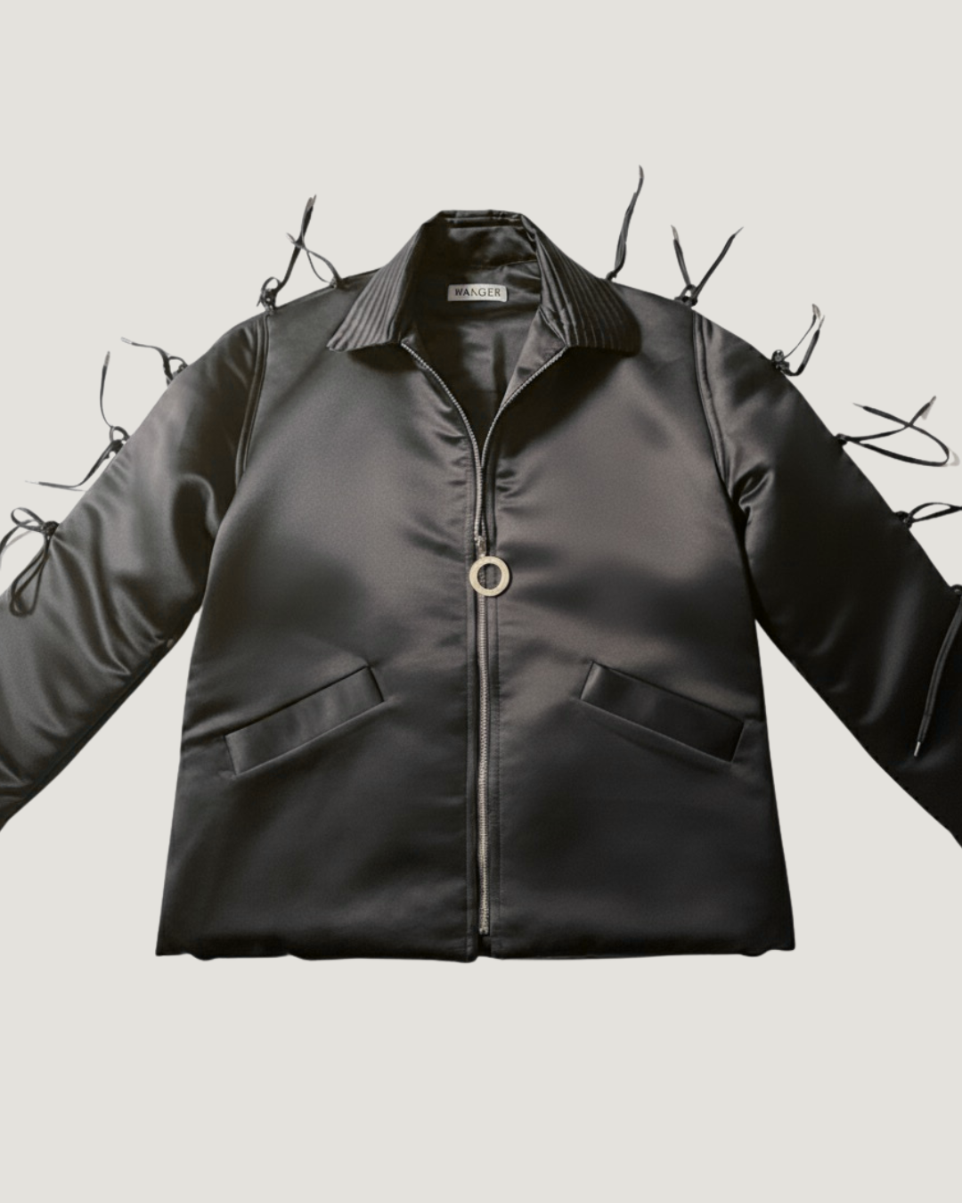 HANGER Black Satin Sleeve Knots Vest
