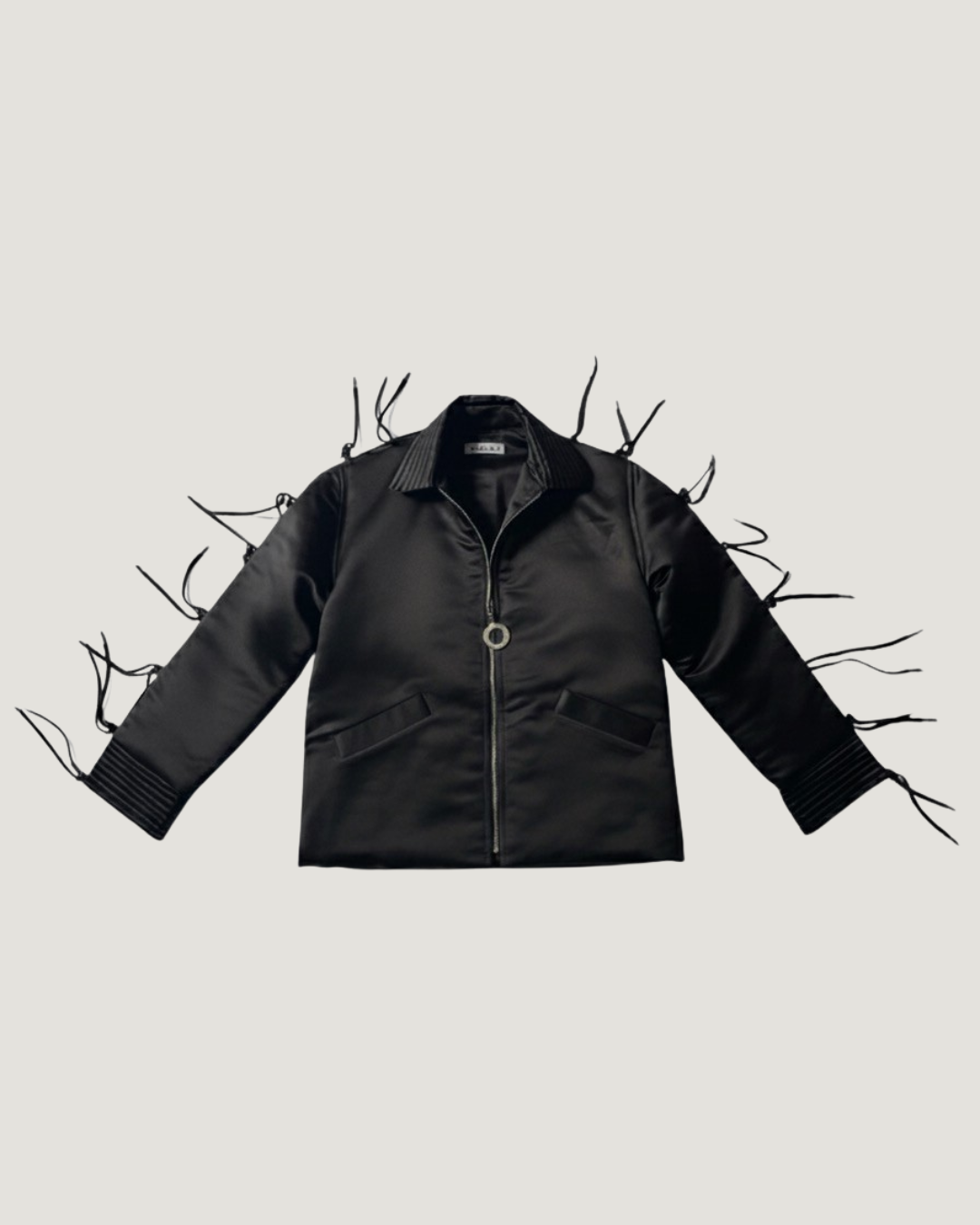 HANGER Black Satin Sleeve Knots Vest