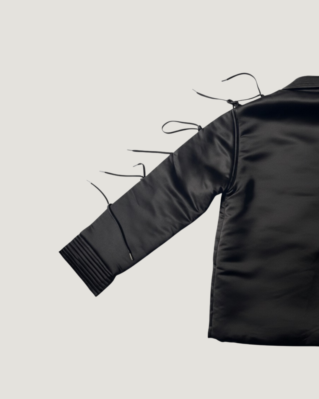 HANGER Black Satin Sleeve Knots Vest
