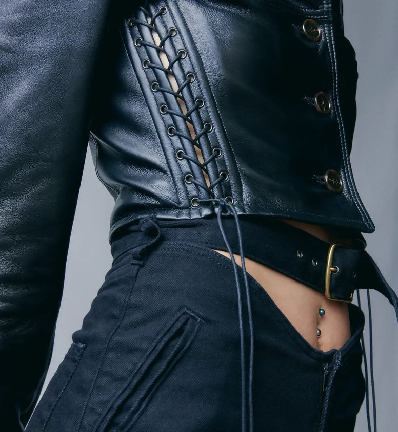 Short Leather Corset Jacket