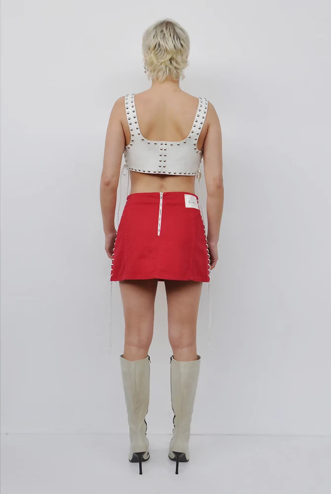 Denim Side Laced Mini Skirt