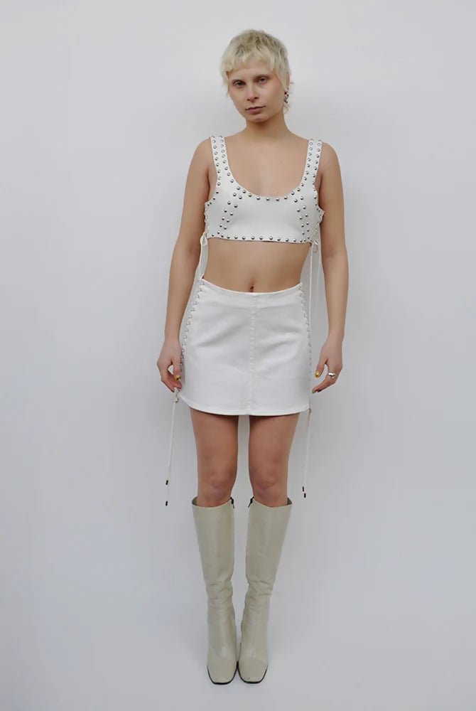 Denim Side Laced Mini Skirt
