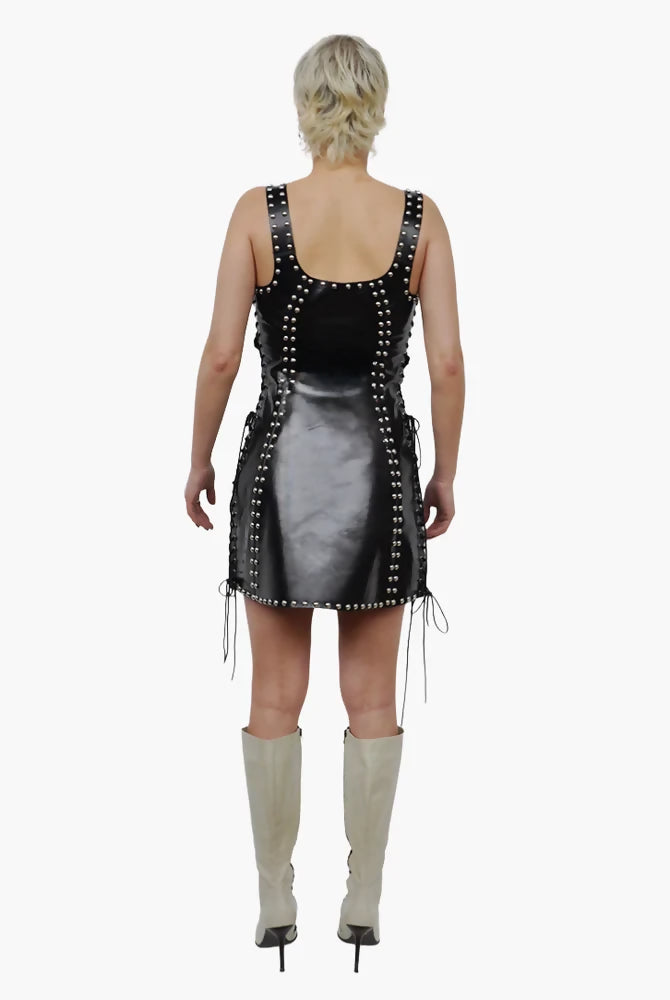 Patent Leather Studded Mini Dress