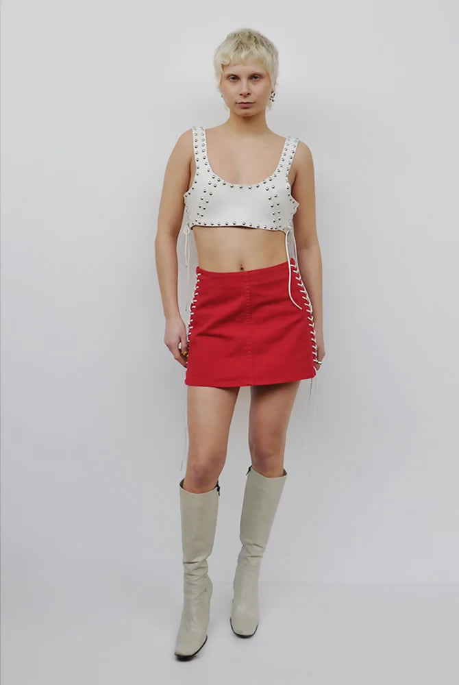 Denim Side Laced Mini Skirt