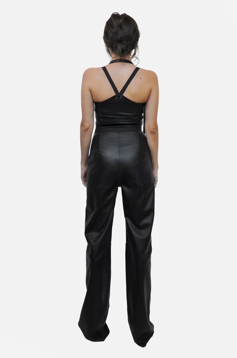 Strapped Leather Salopette