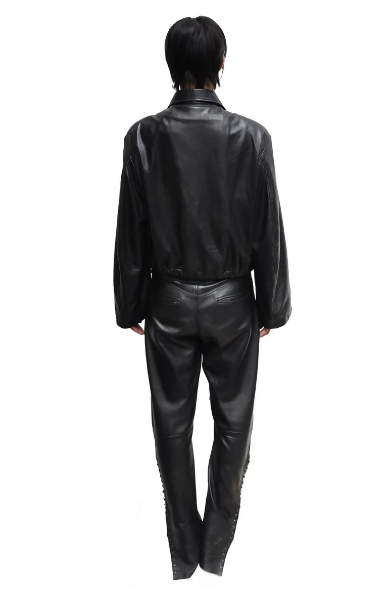 Belted Strap Lambskin Bomber