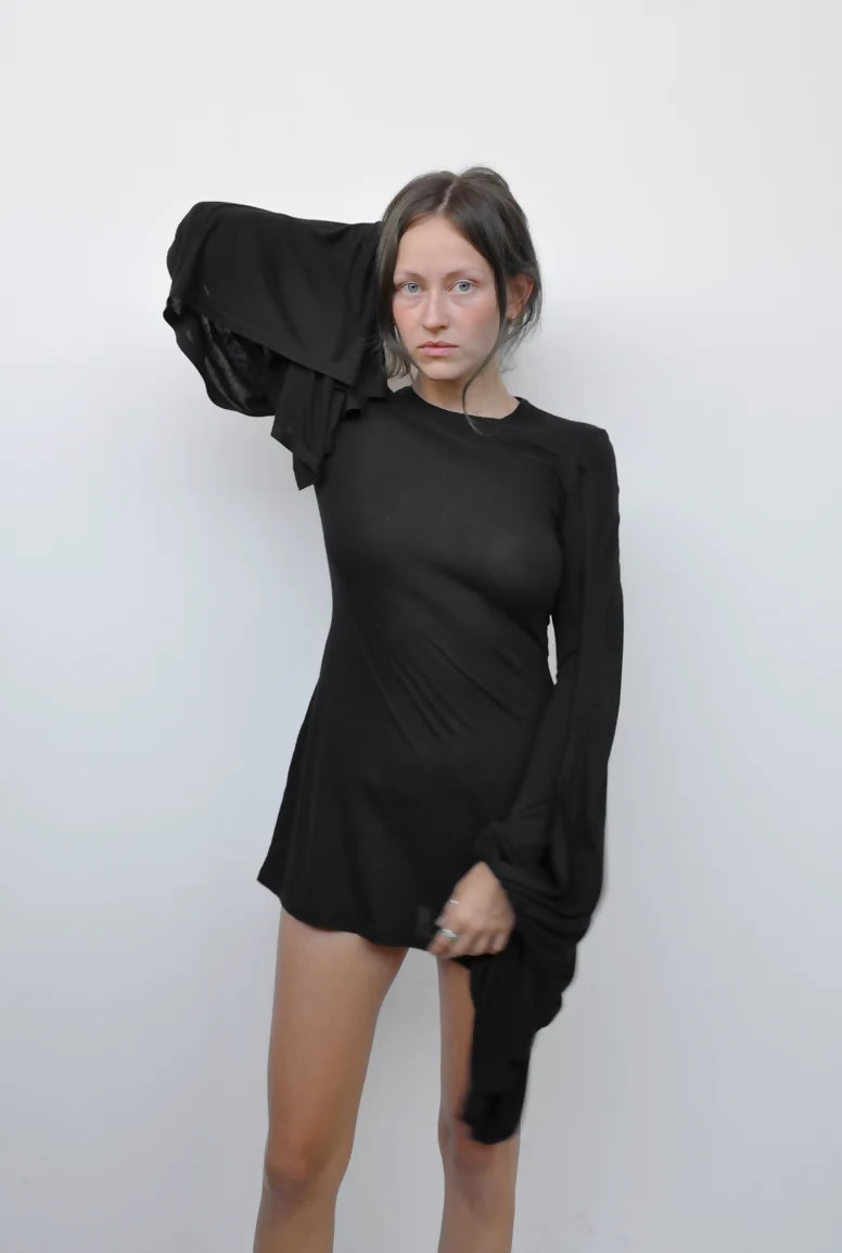 Flight Sleeve Draped Mini Dress